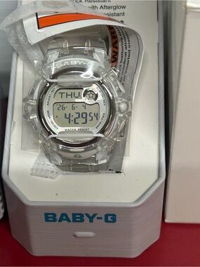 Casio Baby-G Translucent Clear Digital Watch with Silver Accents